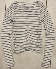 abercrombie Kids Girls White Gray Lightweight Sweater Shirt Striped 13/14