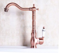 Red Copper Single Lever Bathroom Vessel Sink Mixer Tap Kitchen Faucet wnf136