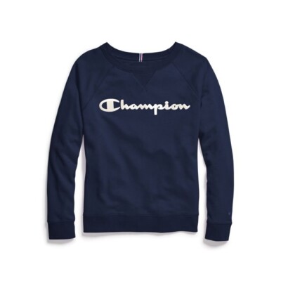 Champion L11801 Women's Navy French Terry Crew Sweatshirt Plus