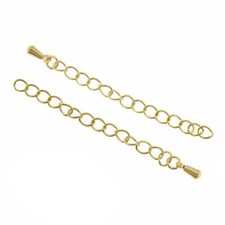 Gold Stainless Steel Extender Chains With Chain Drop - 57mm x 4mm - 2 Pieces