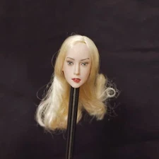 1/6 Oval Face Lip Biting Female Head Carved Model Fit 12'' Action Figure