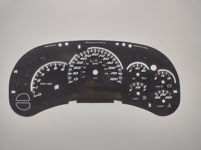 US Speedo Silverado SS Black Overlay for GM Clusters 03-05 1500 Gas LED Edition
