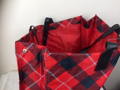 Disney Christmas Mickey large festive plaid Shopper Tote bag Disney Parks New - Picture 3 of 8