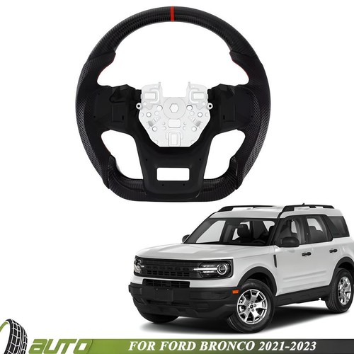 For Ford Bronco 2021 2022 2023 Black Steering Wheel Carbon Fiber Red Ring