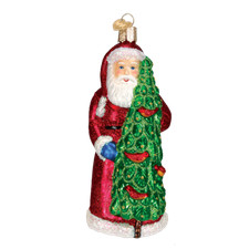 Old World Christmas Santa with Calling Birds Blown Glass Christmas Ornament