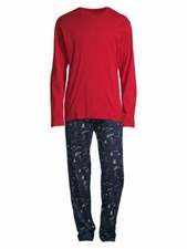 Image of POLO Ralph Lauren Long Sleeve Sleep T-Shirt & Pants Size L Pajama Skier Set NEW