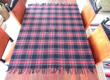 Vtg Tartan/Plaid Throw Lambswool Woven in Great Britain Fringe Size 59"x55"