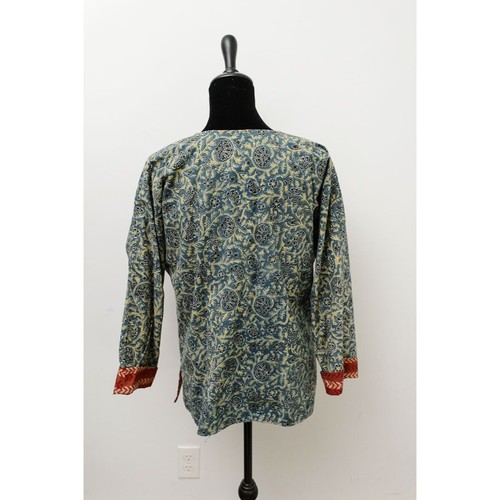 Chaqueta Vintage Venus Imports Estampado Batik S 100% Algodón Azul Floral y Rojo - Imagen 2 de 5