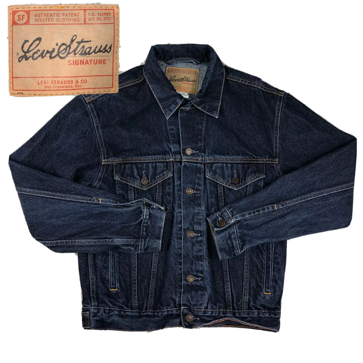 Levi’s Strauss Signature Men’s Dark Wash Blue Standard Trucker Denim Jacket  S