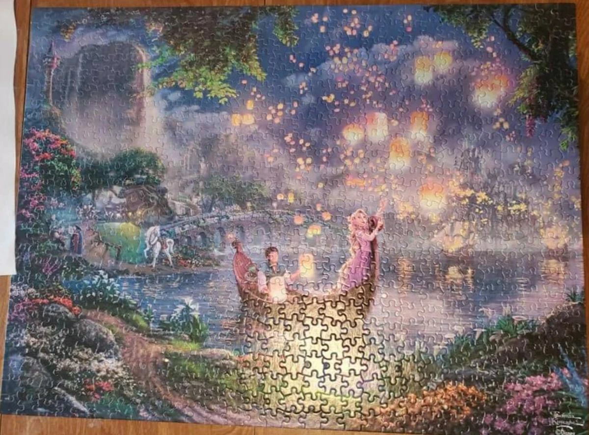 Thomas Kinkade Disney Tangled Puzzle 750 Pc Painter of Light Rapunzel Complete