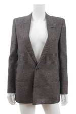 Saint Laurent Metallic Houndstooth Checked Single-breasted Blazer /silver, Black