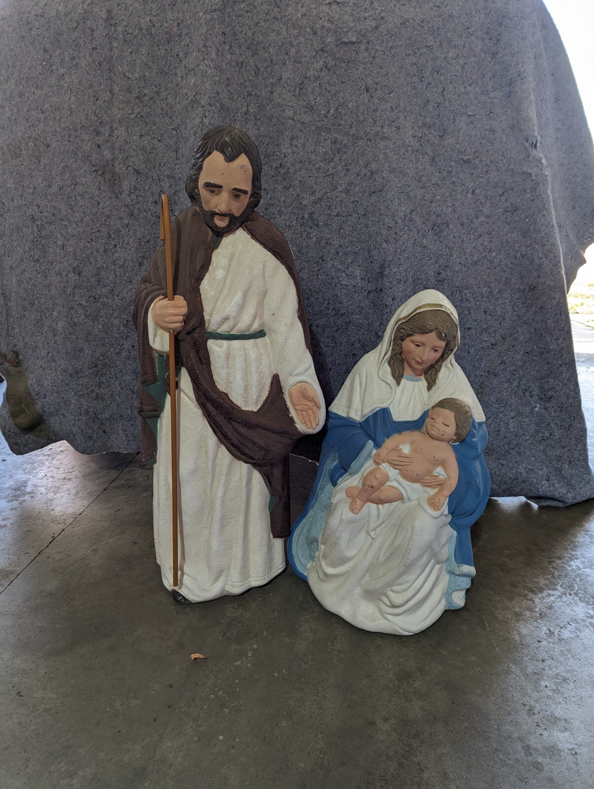 Vintage Christmas Nativity Joseph, Mary & Jesus Blow Mold Set TPI