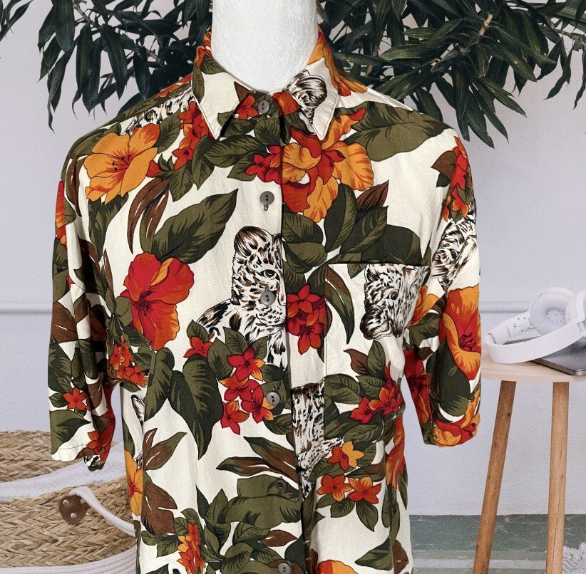 Vintage Tropical Button Down Medium - image 2