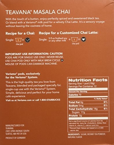 Starbucks Teavana Masala Chai Tea Verismo Pods — DISCONTINUED — 12 Pods