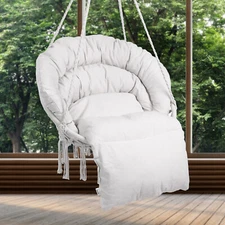 Hammock Chair Macramé Swinging Hanging Chair with Cushion Indoor & Outdoor