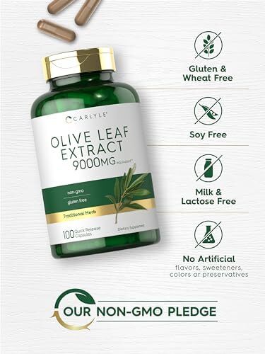 Olive Leaf Extract Capsules | 9000Mg | 100 Count | Non-Gmo, Gluten Free | High P - Picture 5 of 7