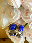 Lazuli Oval Stud Post Earrings Beautiful Vintage Sterling Silver Blue Lapis