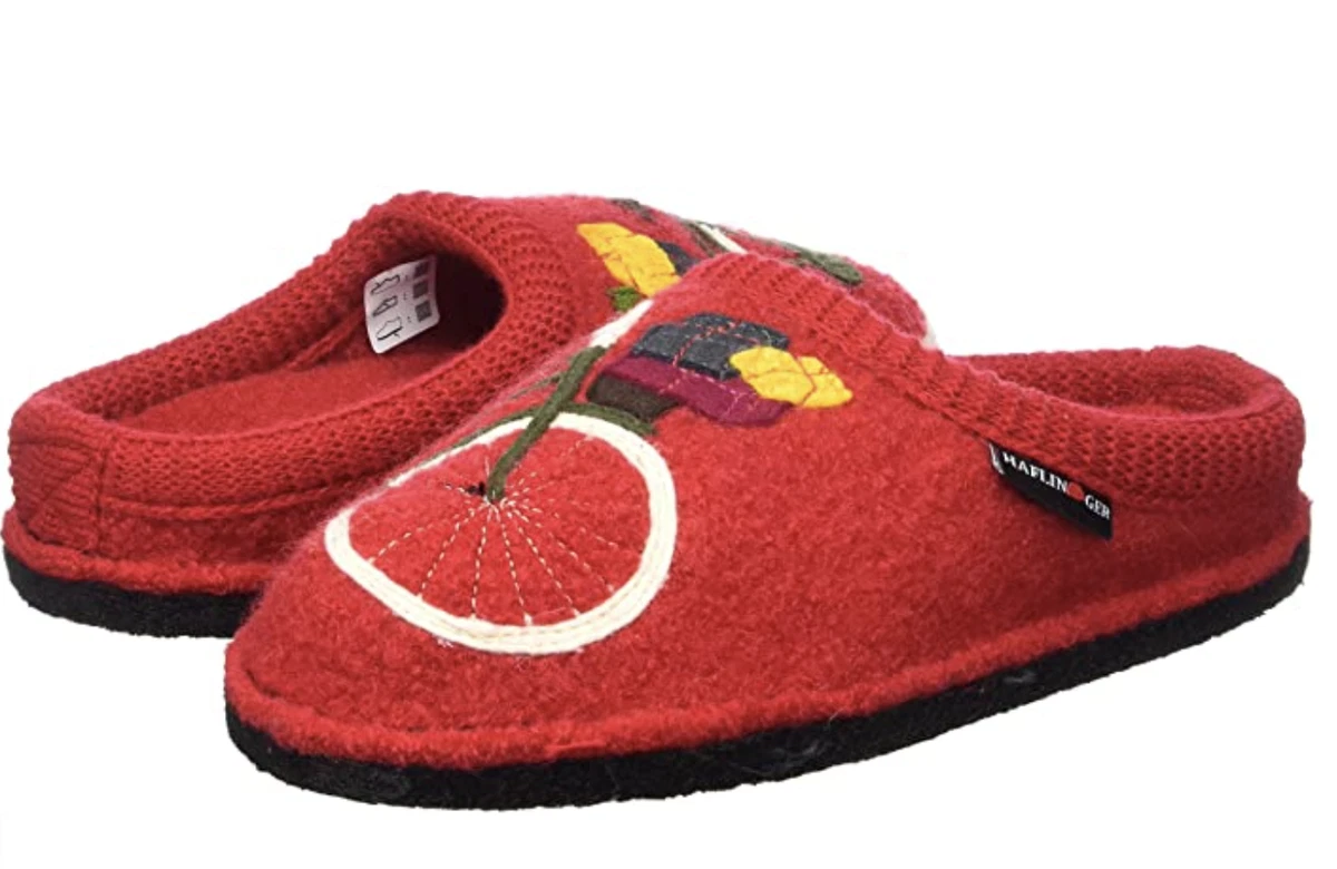 HAFLINGER Flair AR Radl Bicycle Bike Wool Arch Slipper Red EU 37