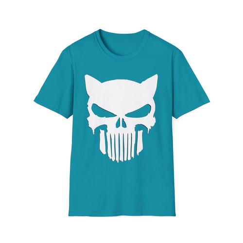 Cat Punisher Skull Unisex Soft Style T-Shirt - Picture 14 of 25