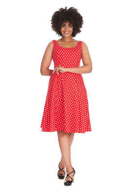 Dot Days Swing Kleid verbotene Kleidung 18-22 2XL-4XL rot Tupfen Vintage Retro Pinup