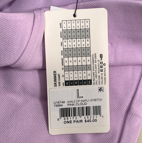 HUE Pink Cloud Simply Stretch Skimmer Leggings w/ Zip Hem Size Large U18749 - Picture 12 of 12
