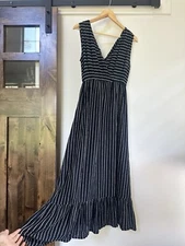 World Market Women's Maxi Dress Black Stripes Sleeveless Size S/M