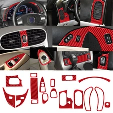 18Pcs For Chevrolet Corvette C6 Red Carbon Fiber Interior Full Kit Cover Trim