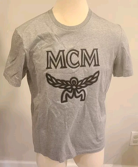 MCM Mens 100% Cotton Raised Lettering Grey T-shirt, Size Large | eBay 