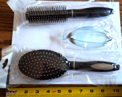 NEW 2 Hair Brushes & 1 Banana Clip-Women Anti Static Vented Styling & Detangling