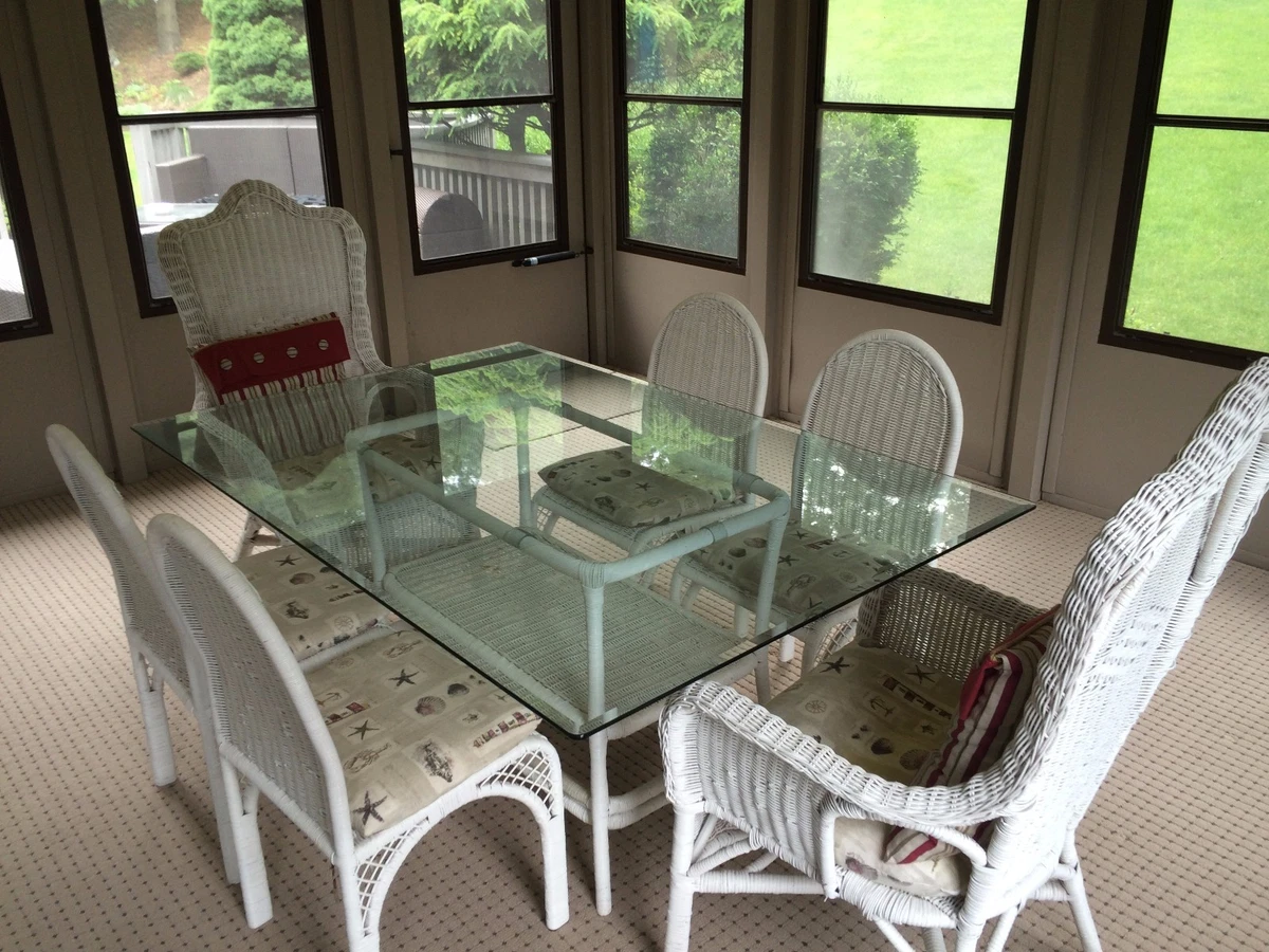 Indoor wicker online dining set