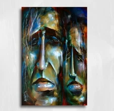 Original A Face Art Urban Expression Portrait Painting  Mike Lang Expressionism