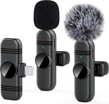 VEZQUA 2 Pack Wireless Lavalier Microphone for iPhone and iPad,Clip on Microphon