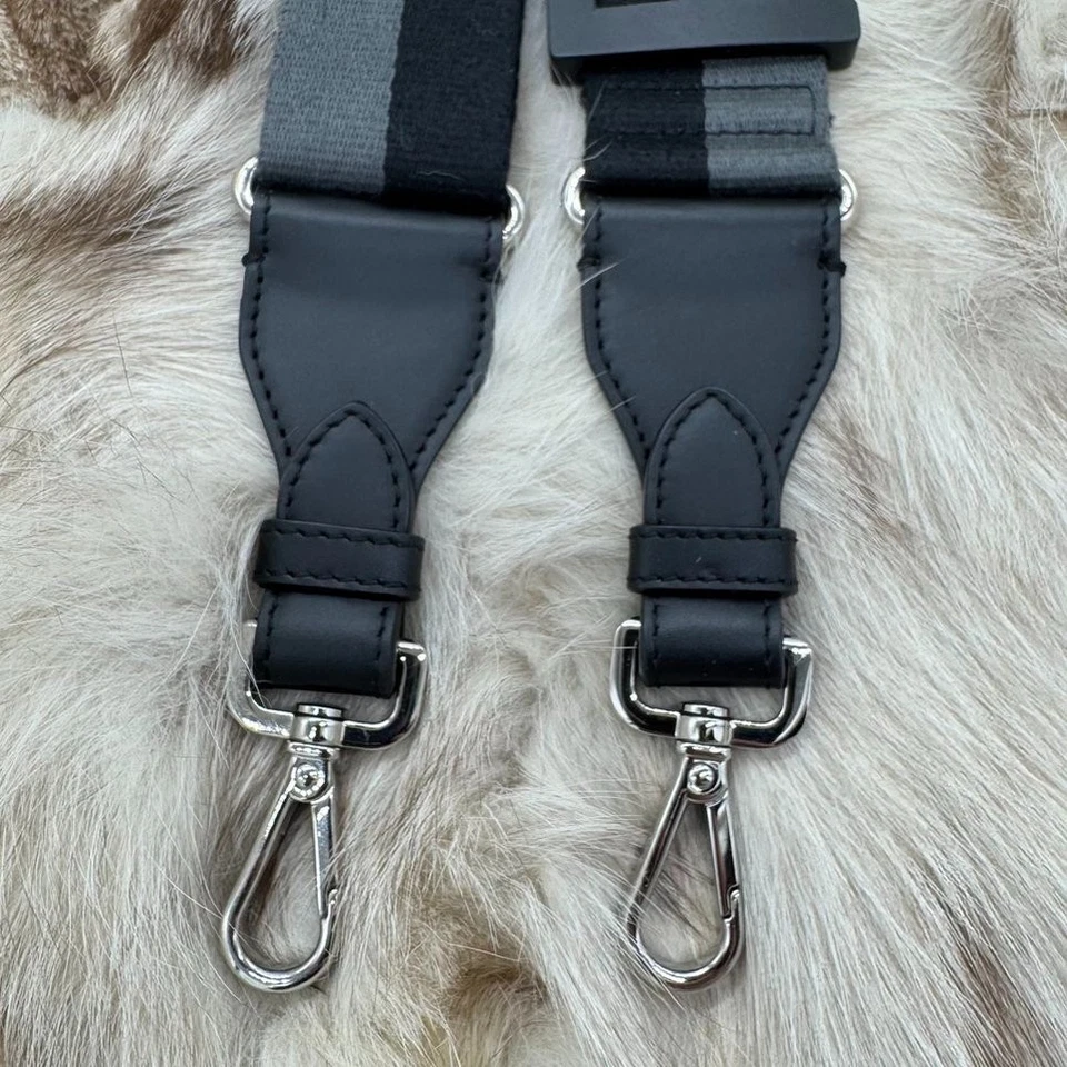 Correa de hombro FENDI de lona gris negro logotipo #215 Foto 4 de 4