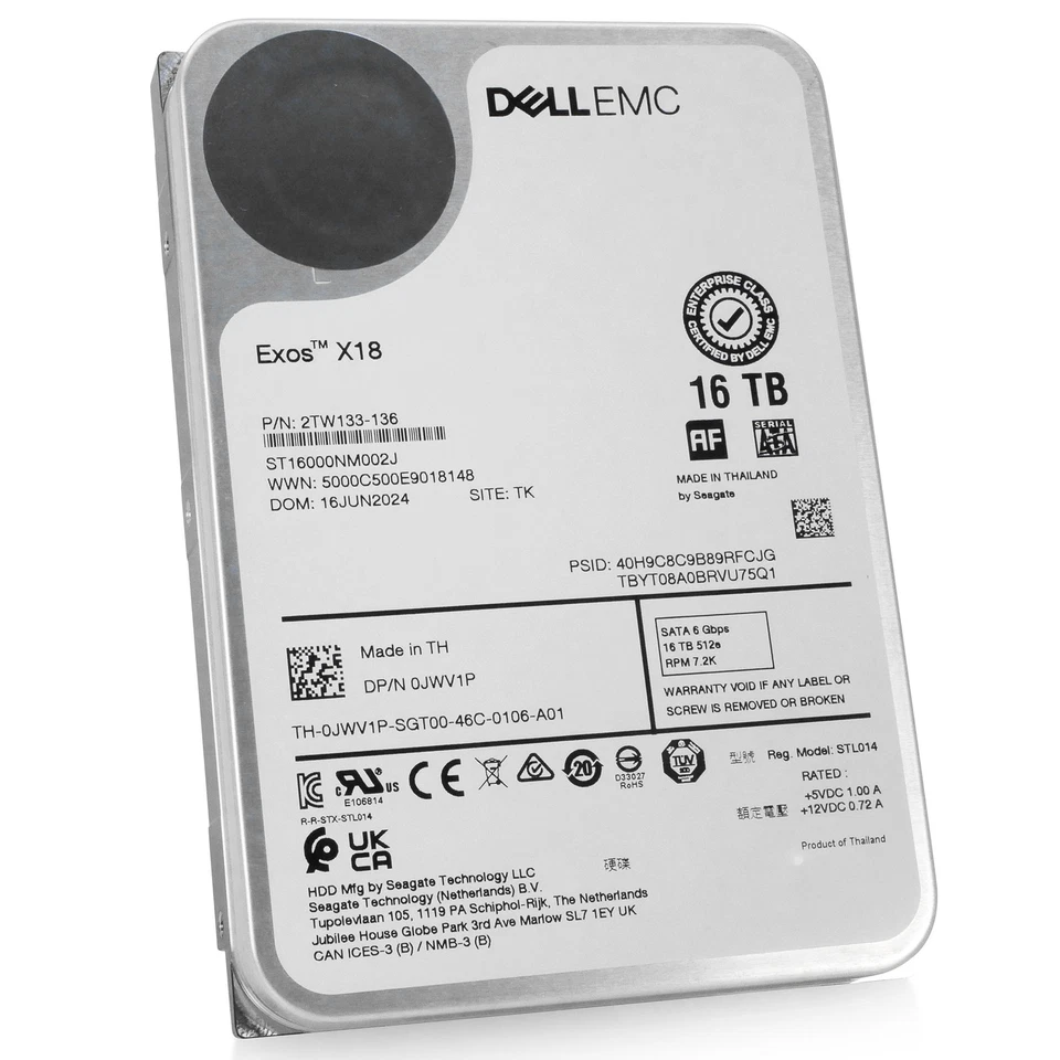 Dell/Seagate Exos X18 16TB ST16000NM002J 7.2K RPM SATA 6Gb/s 512e 3.5" HDD - Image 2 of 4