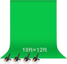 EMART Green Screen Backdrop, 10 x 12 Ft Photography Muslin Cloth Fabric