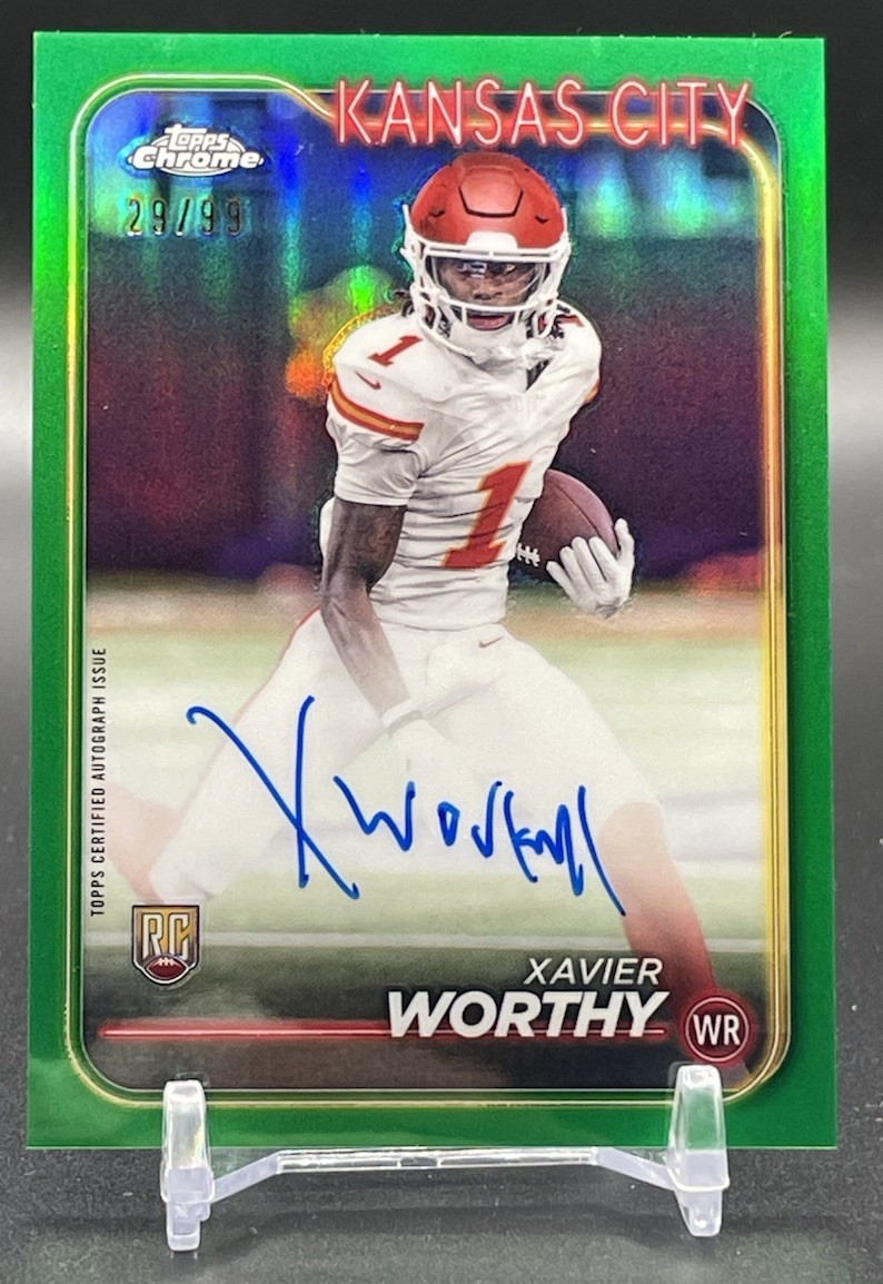 2024 Topps Chrome Xavier Worthy Auto #RA-XWO Green Refractor /99