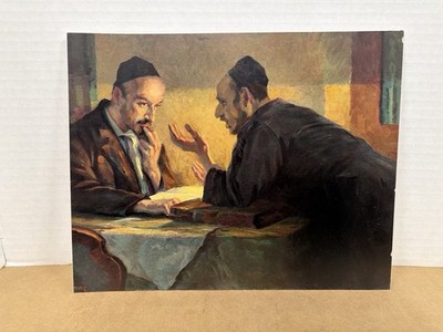 Stanisław Bender Two Jews Talmud Study Judaica Art Print Rabbi Scene
