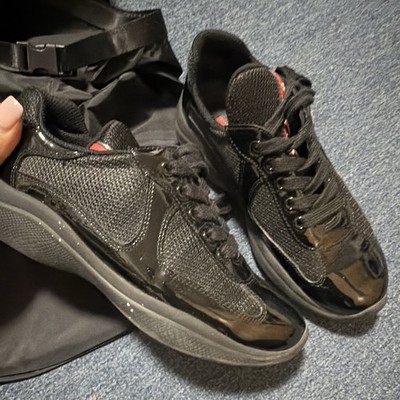 PRADA Cups Sneaker Low Top Schwarz gepolstert Schnürung EU 36 Unisex