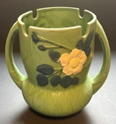 Roseville Pottery 985-8" Green Vase w/ Flowers Reproduction 8.5" Tall 8.5" Wide