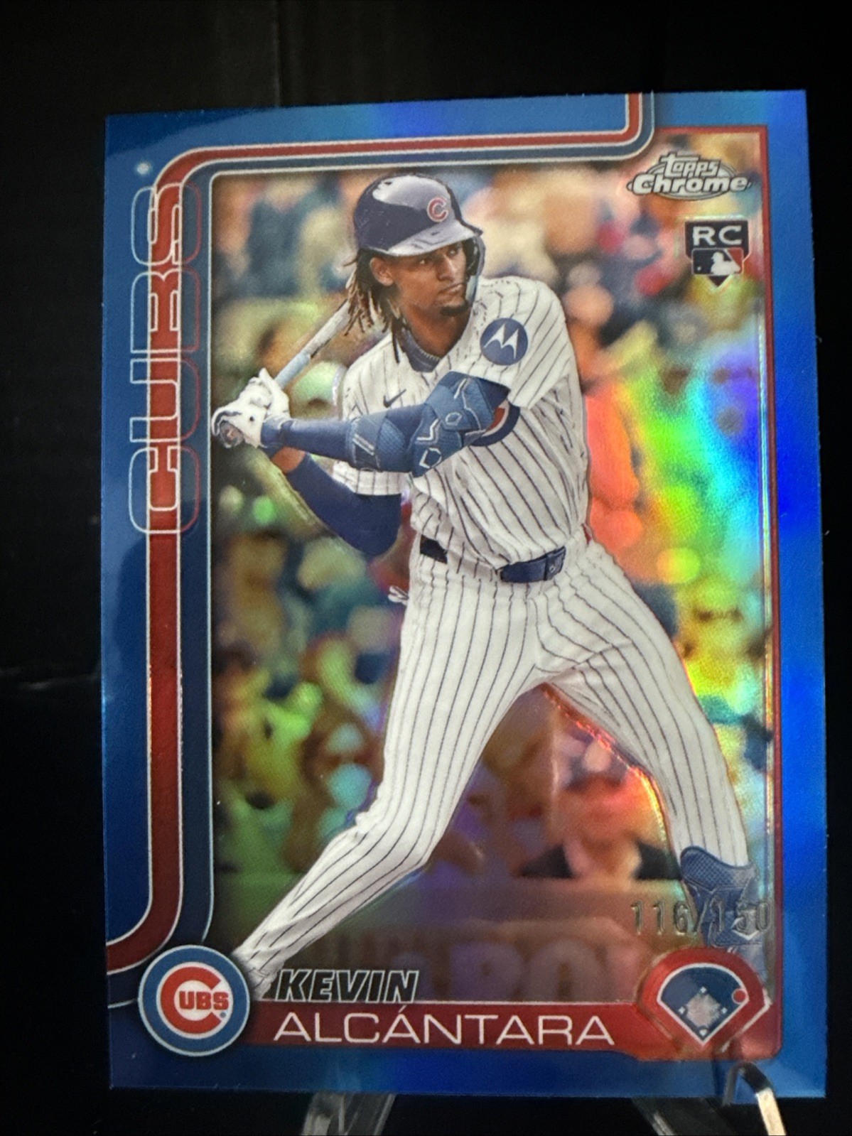 2025 Topps Chrome #173 Kevin Alcantara BLUE REFRACTOR RC /150 Color Match Cubs