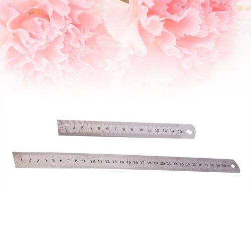 2 Pcs Graduated Steel Ruler Work Office Stainless Straight Rulers | eBay UK