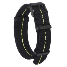Elastic Nylon Watch Band 18mm Waterproof One Piece Watch Strap, Black/Yellow
