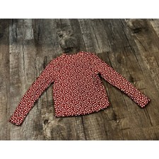 Cat Jack Girls Long Sleeve Floral Print Shirt Size M 7 8 Red White Cotton Blend