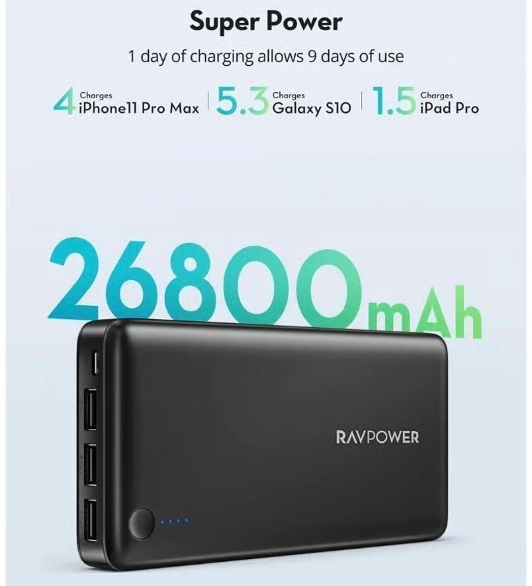 Banco de alimentación de 3 puertos RAVPower Prime 26800 mAh RP-PB41 Foto 3 de 4