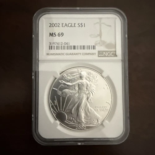 NGC MS69 2002 Silver Eagle United States of America 🇺🇸 One Dollar S$1 Coin
