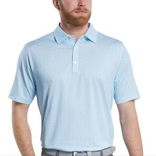 Footjoy  Lisle Light Blue Floral Performance Polo