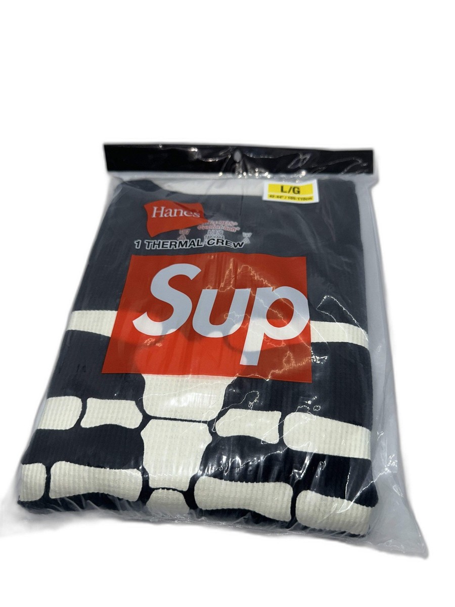 New Supreme Hanes® Bones Thermal Crew Black Size L Mens | eBay