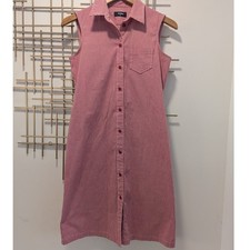 UNIQLO Women's Red Gingham Sleeveless Collared Shirt Dress Size M Retro Preppy