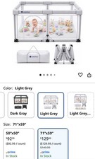 usbettas Foldable Portable Baby Playpen Light Gray 59x71 Carry Bag 3R102