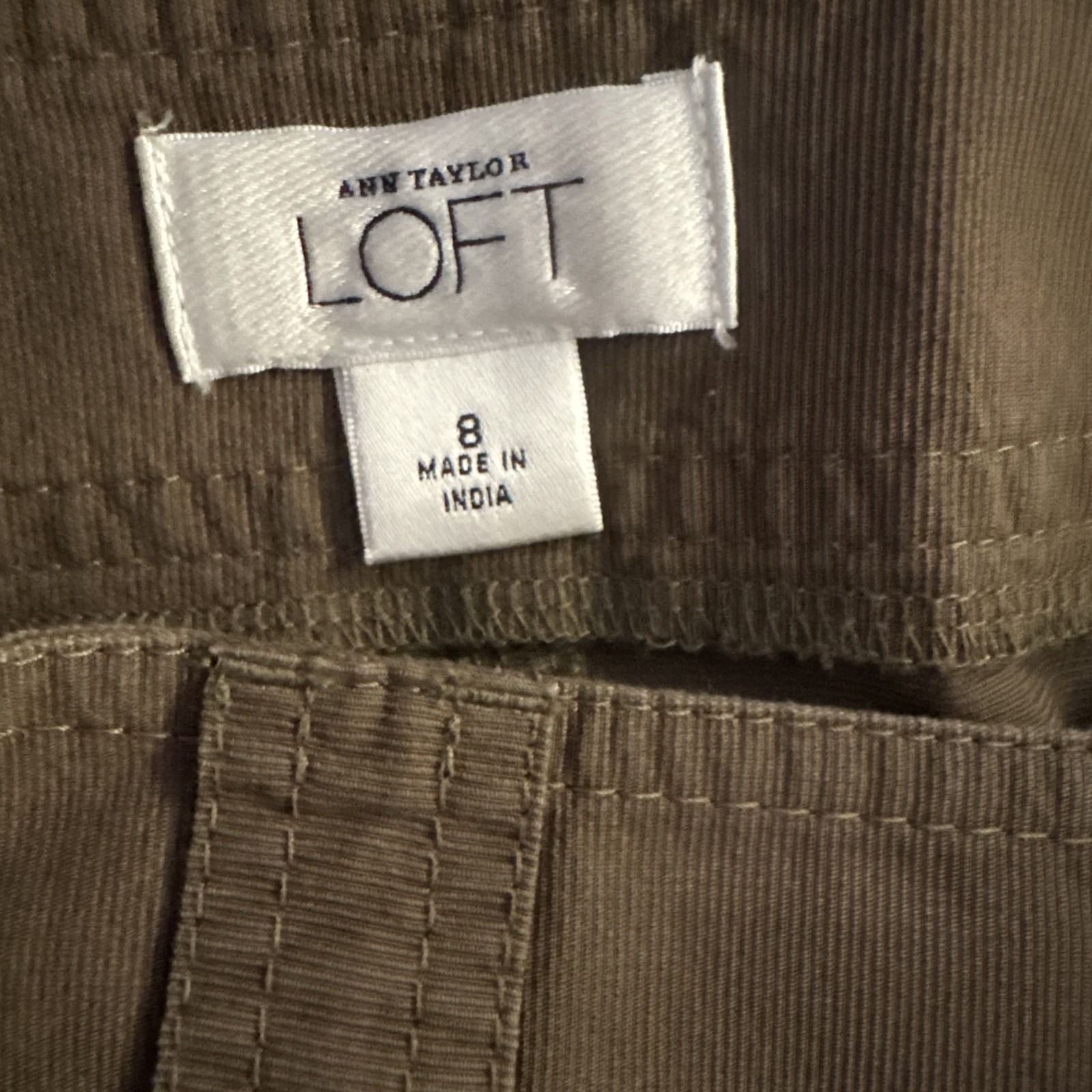 LOFT Button Front Patch Pocket Army Green Cotton … - image 4